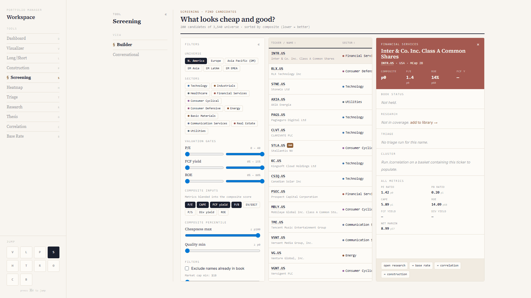 Stock Screening screenshot